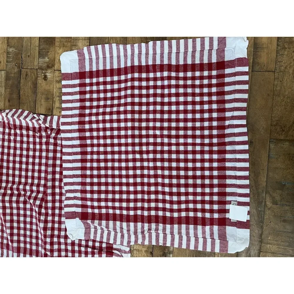 Sur La Table Red White Plaid 100% Cotton Napkins Set of 4 20 x 20